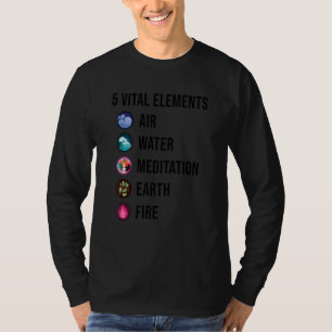 T-shirt 5 éléments vitaux Air Eau Méditation Terre Feu R