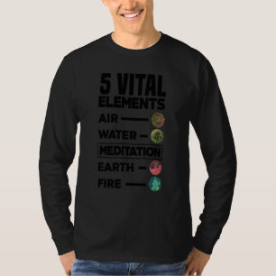 T-shirt 5 éléments vitaux Air Eau Méditation Terre Feu R