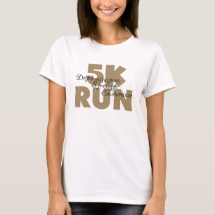 T-shirt 5 K Run Tan Athletics Sports Running