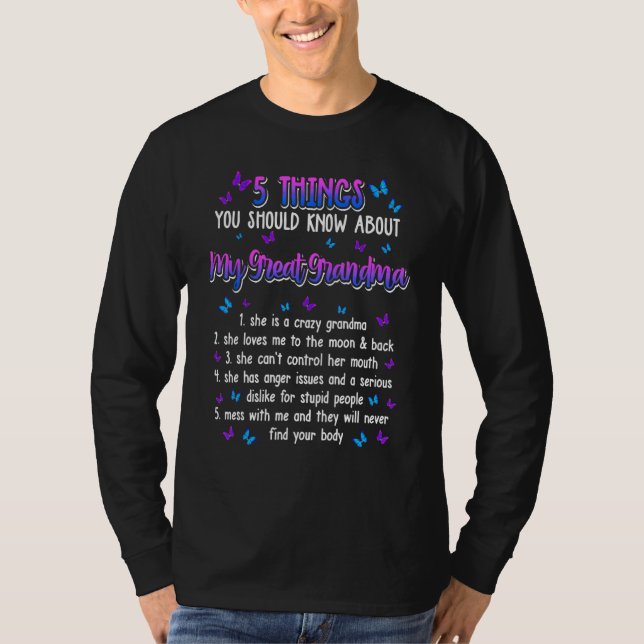 T-shirt 5 Les Choses Devraient Savoir Sur Ma Grande Grand- (Devant)