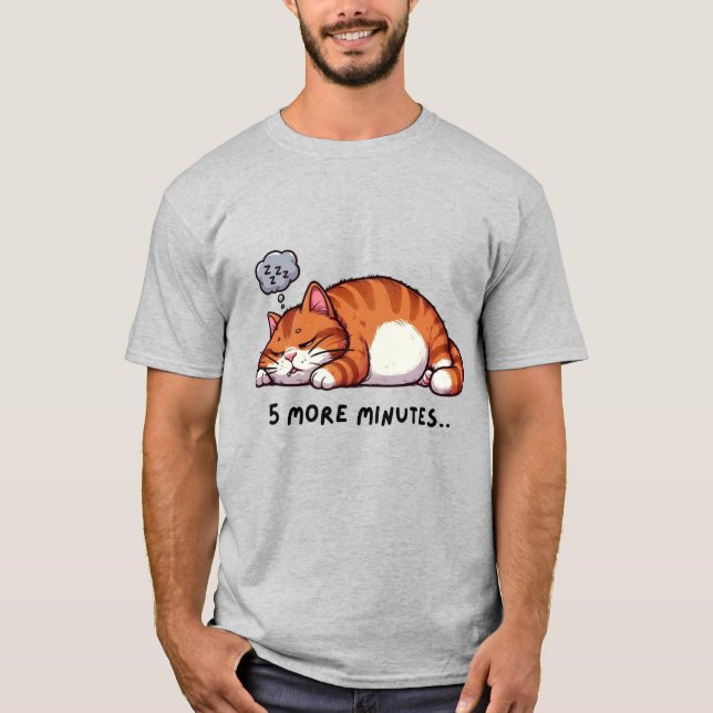 T-shirt 5 More Minutes Sleepy Orange Tabby Cat (Devant)