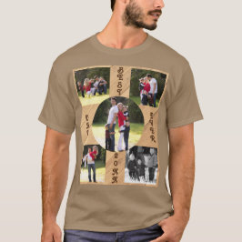 T-shirt 5 Photo Meilleur Papa Jamais 20XX Bois Grain Diago