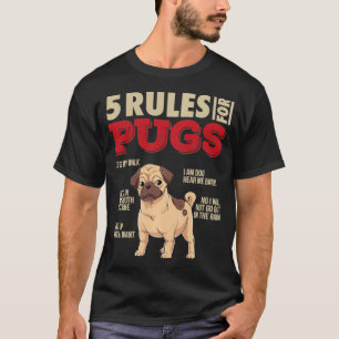 T-shirt 5 Règles pour les Pugs I Citations drôles de propr