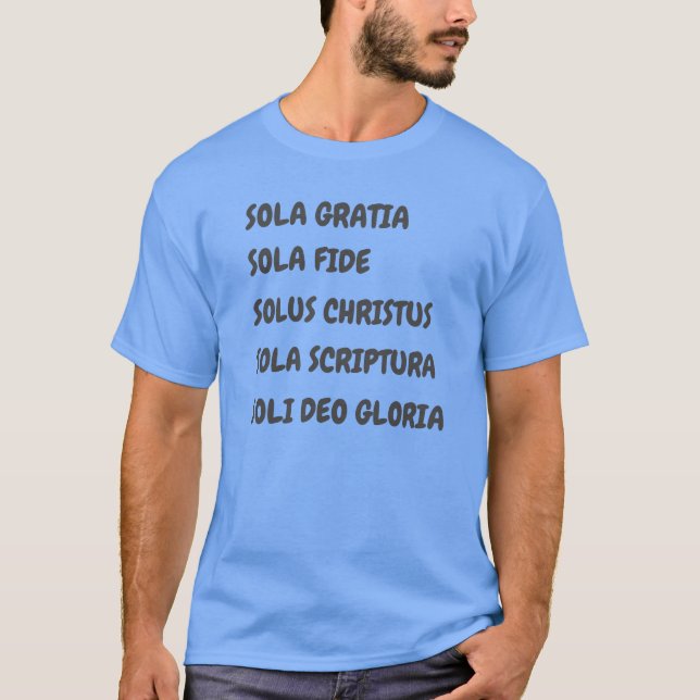 T-shirt 5 SOLA pour hommes chrétiens réformés (Devant)