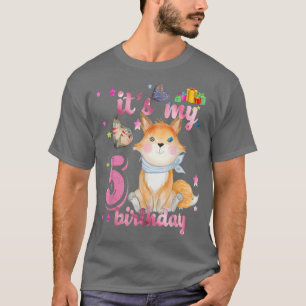 T-shirt 5 Year Old Fox 5th Birthday Party Animal Fox Lover