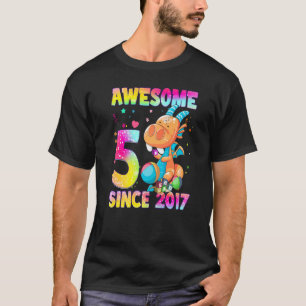 T-shirt 5 Year Old Girls Teens Cute Little Dragon 5th Bir