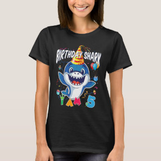 T-shirt 5Anniversaire Garçon Requin Anniversaire Je suis 5