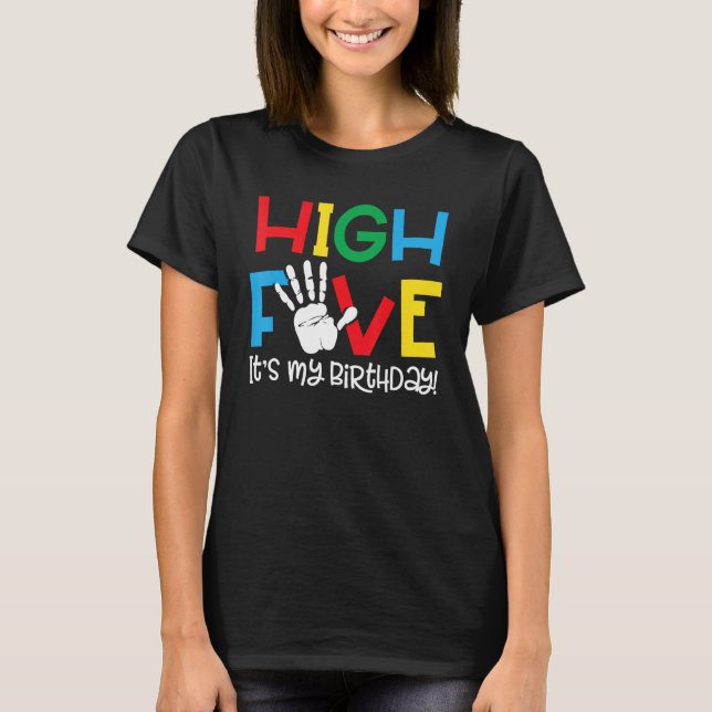 T-shirt 5ans 5e anniversaire High Five C'est mon anniversa (Devant)