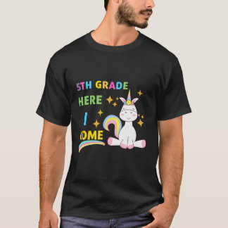 T-shirt 5E Année Ici Je Reviens Filles À L'École Unicorne