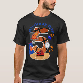 T-shirt 5e anniversaire Basketball Big Numéro 5 année Garç