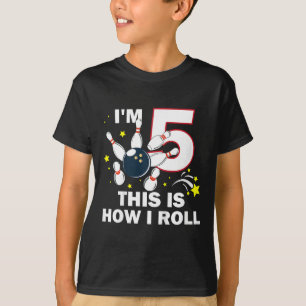 T-shirt 5e Anniversaire Bowling I'm 5 Voici comment je rou