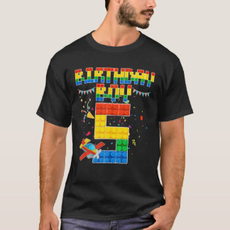 T-shirt 5E Anniversaire Boy Building Brique 5 Ans Blocs
