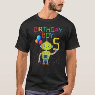 T-shirt 5e anniversaire Boy Robotics 5 ans Robots thème