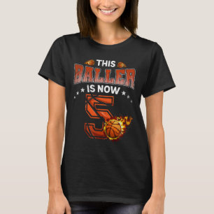 T-shirt 5e anniversaire Boys Bysketbyll Joueur Cadeaux 5 a