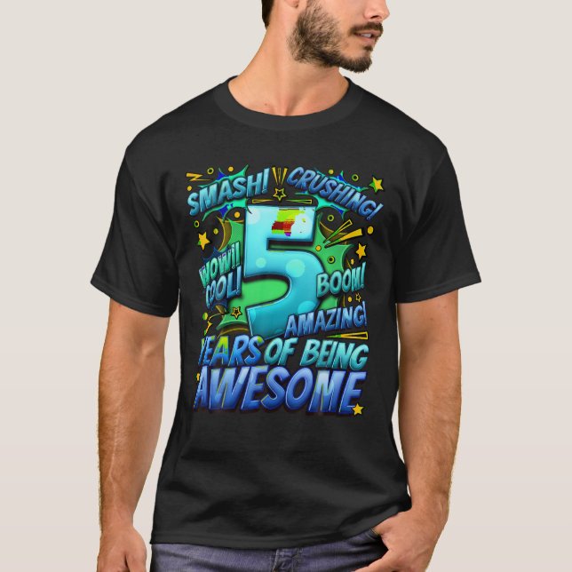 T-shirt 5e Anniversaire Comic Style stupéfiant depuis 2018 (Devant)