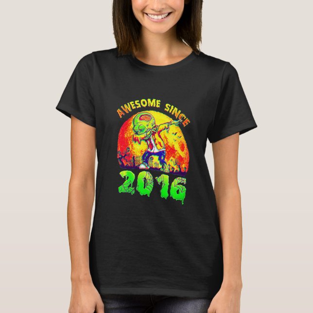 T-shirt 5e anniversaire Dabbing Zombie Halloween 5 ans (Devant)