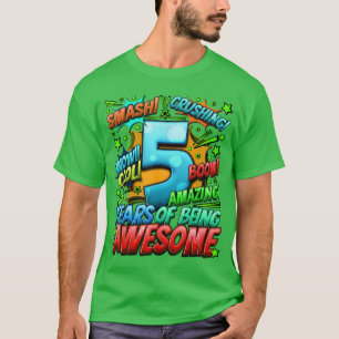 T-shirt 5e anniversaire de style de bande dessinée Incroya