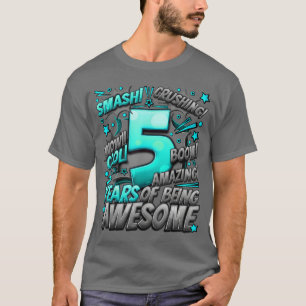 T-shirt 5e anniversaire de style de bande dessinée Incroya