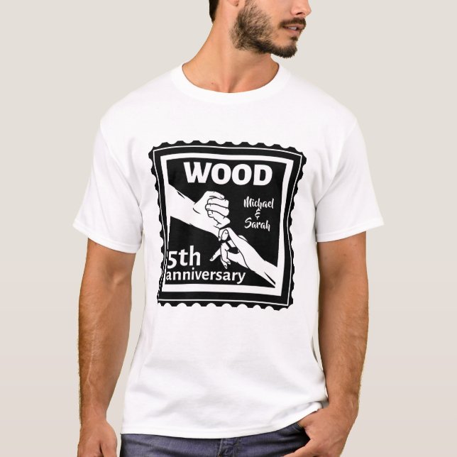 T-shirt 5e anniversaire du Mariage tenant la main bois (Devant)