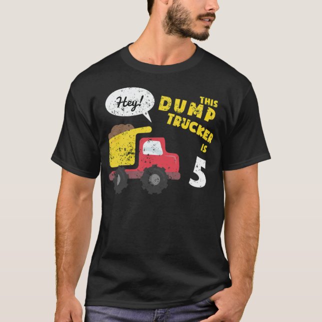 T-shirt 5e anniversaire Enfants Camion de construction de  (Devant)
