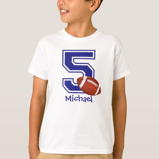 T-shirt 5e anniversaire garçon football personnalisé (Devant)