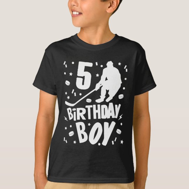 T-shirt 5e anniversaire Garçon Hockey sur glace Enfants 5  (Devant)