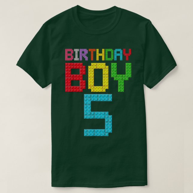 T-shirt 5e anniversaire Garçon Maître Constructeur 5 ans B (Design devant)