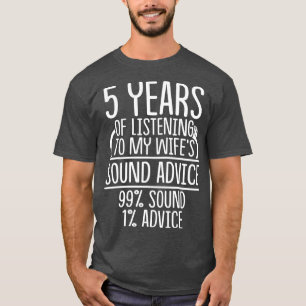 T-shirt 5e anniversaire Mariage de 5 ans Cadeau Écouter f