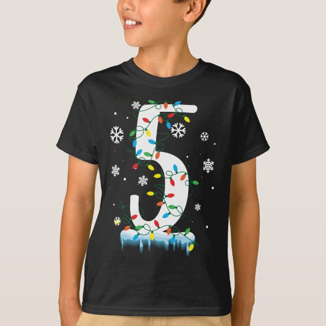 T-shirt 5e anniversaire Noël Flocon de neige 5 ans Enfants (Devant)