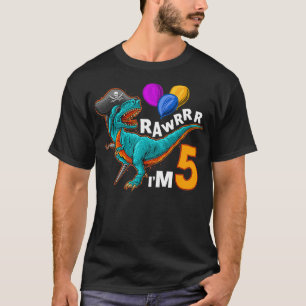 T-shirt 5e anniversaire Pirate Dinosaur Anniversaire TRe P