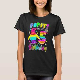 T-shirt 5e anniversaire tenue fille Penguin Pop It 5 an ol