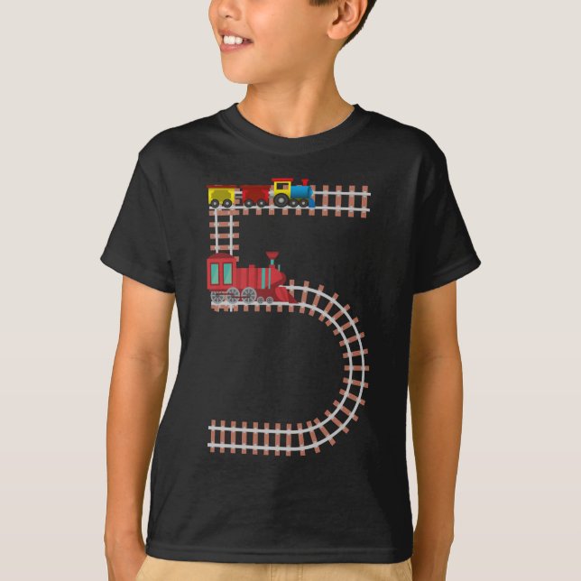 T-shirt 5e anniversaire Train Thème 4 ans Garçons Cadeau (Devant)