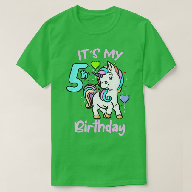 T-shirt 5e Anniversaire Unicorn Cadeaux Enfants Pour Fille (Design devant)