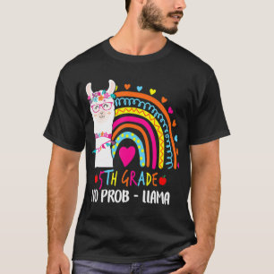 T-shirt 5e Grade No Prob Llama Teacher Rainbow Back To Sc
