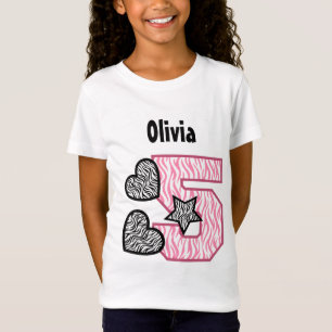 T-Shirt 5ème Le zèbre d'anniversaire barre V02B de cinq