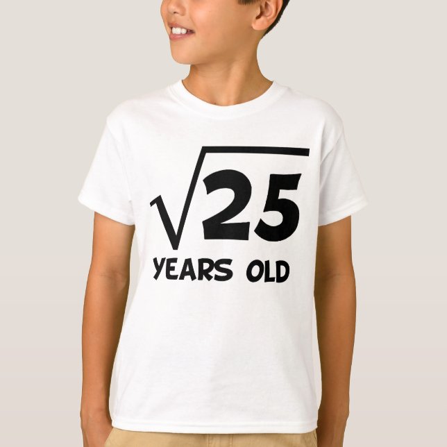 T-shirt 5ème Racine carrée d'anniversaire de 25 (Devant)