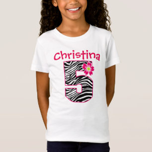 T-Shirt 5ème Zèbre de roses indien et de noir de fille