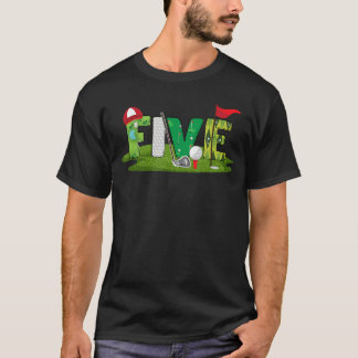 T-shirt 5th Birthday Golfheme 5 Year Old  Sport Party frie