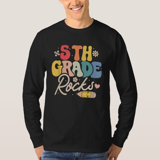 T-shirt 5th Fifth Grade Rocks  Back to School Teacher Stud (Devant)