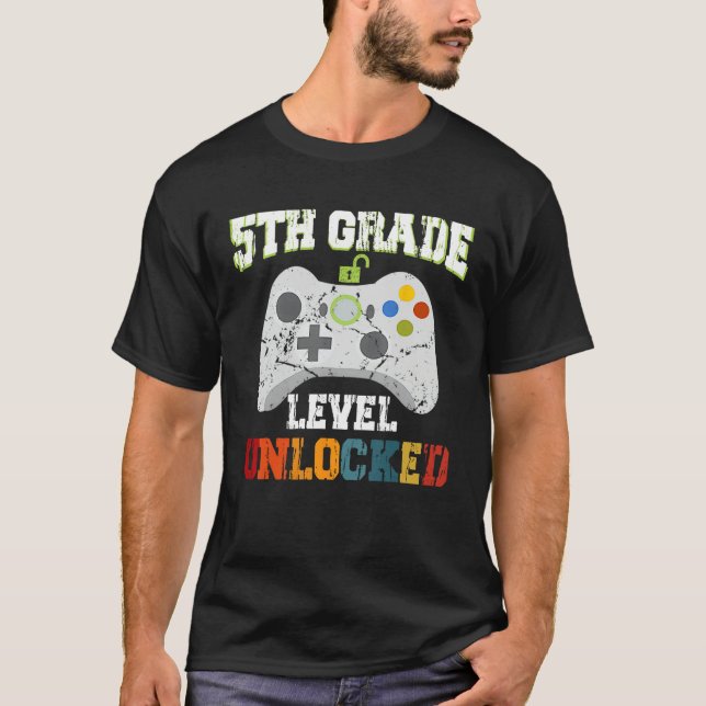 T-shirt 5TH Fifth Grade Unlocked Level Up Game Back To Sch (Devant)