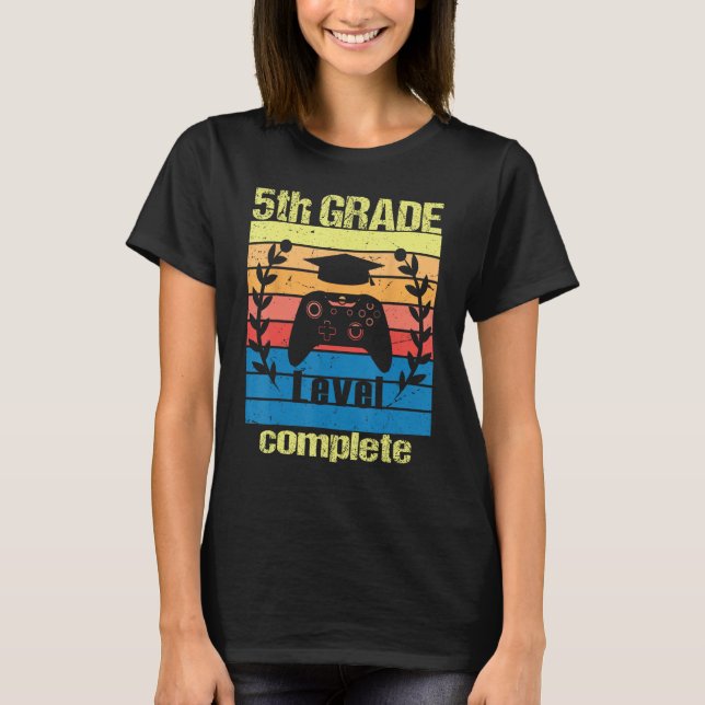 T-shirt 5th Grade level complete Retro Graduation Video Ga (Devant)