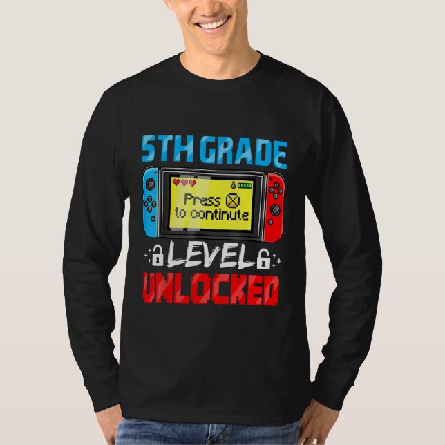 T-shirt 5th Grade Level Unlocked Gamer First Day Of School (Devant)