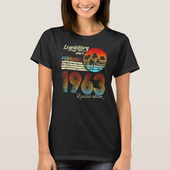 T-shirt 60 Anniversaire 60 Legendär Février 1963 (Devant)
