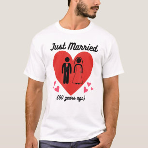 T-shirt 60 Anniversaire Juste Marié Mariage Soixante Ye