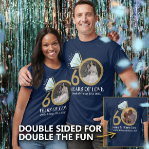 T-shirt 60 ans de mariage diamant photo d'alors et d'aujou