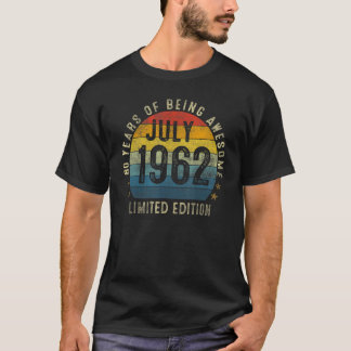 T-shirt 60 ans Juillet 1962 60e anniversaire