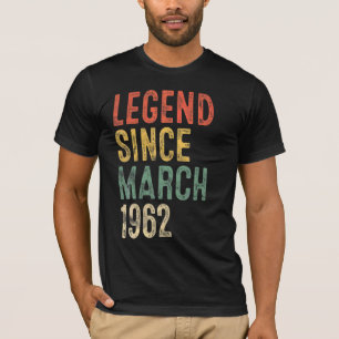 T-shirt 60 ans légende depuis mars 1962 60e anniversaire