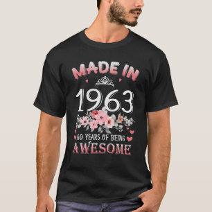 T-shirt 60 Ans Vintage Fabriqué En 1963 60e Fleurs