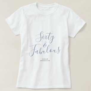 T-shirt 60 Fabuleux Blue Custom Name 60th Birthday Gift