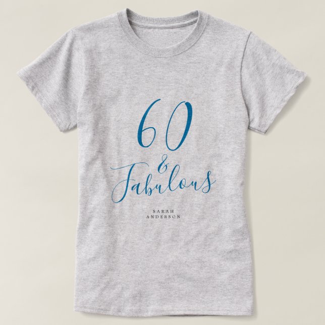 T-shirt 60 Fabuleux Blue Custom Name 60th Birthday Gift (Design devant)